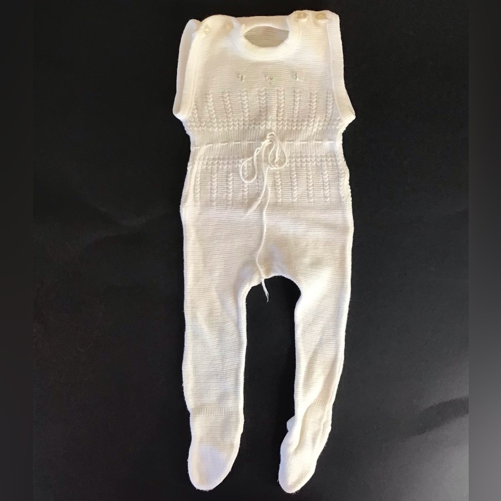 Vintage Baby Girl German Jumpsuit Romper with Feet